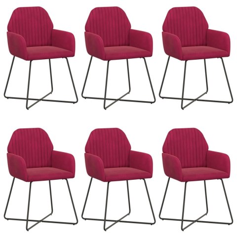 Krzesła jadalne 6 pcs Welur Czerwone wino 55 x 50 x 84 cm