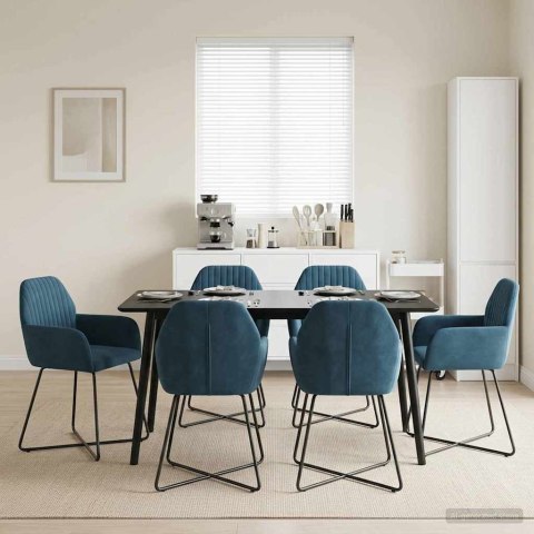 Krzesła jadalne 6 pcs Welur niebieski 55 x 50 x 84 cm
