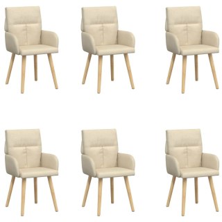 Krzesła jadalne 6 pcs tkanina kremowy 60 x 56 x 96 cm