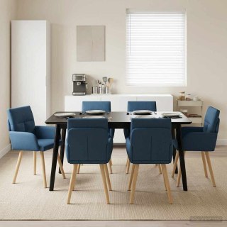 Krzesła jadalne 6 pcs tkanina niebieski 60 x 56 x 96 cm