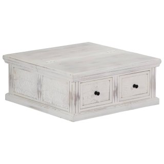 VidaXL Stolik kawowy, biały, 70 x 70 x 30 cm, lite drewno mango