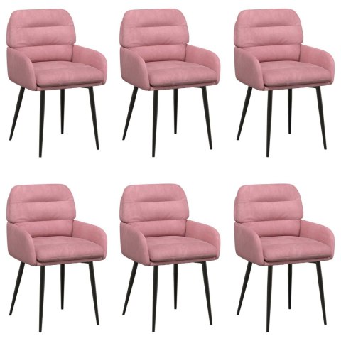 Krzesła jadalne 6 pcs Welur różowy 59 x 59,5 x 90 cm