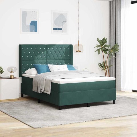 Łóżko sprężynowe z paskami LED Zielony 140 x 190 cm Aksamit
