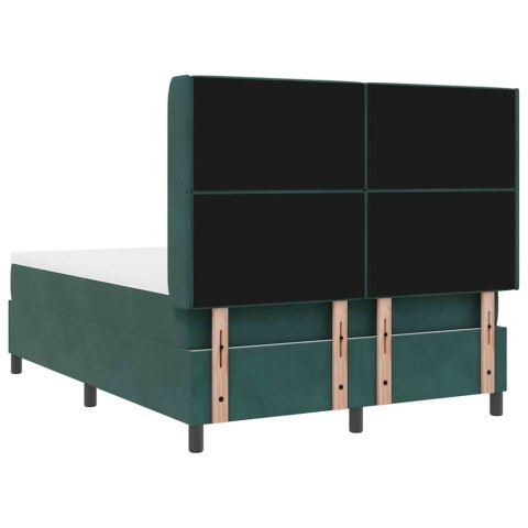 Łóżko sprężynowe z paskami LED Zielony 140 x 190 cm Aksamit