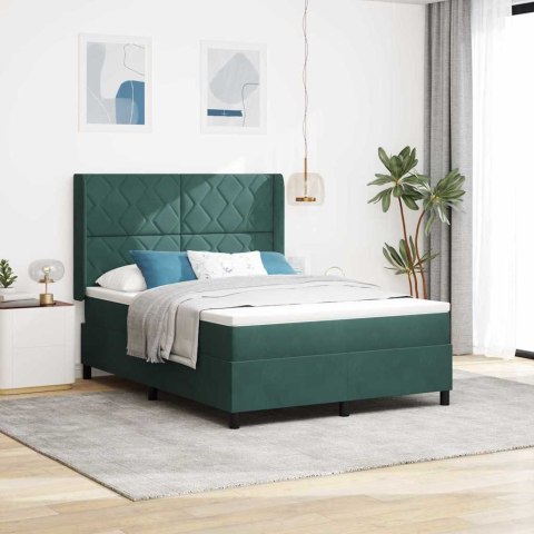 Łóżko sprężynowe z paskami LED Zielony 140 x 190 cm Aksamit