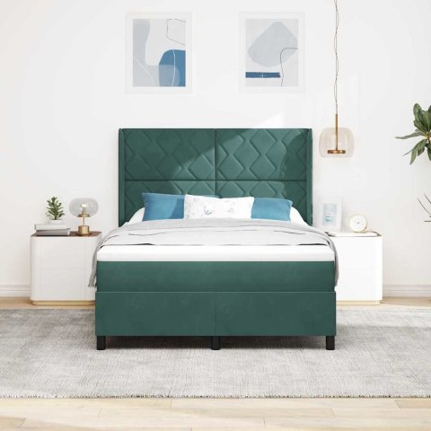 Łóżko sprężynowe z paskami LED Zielony 140 x 190 cm Aksamit