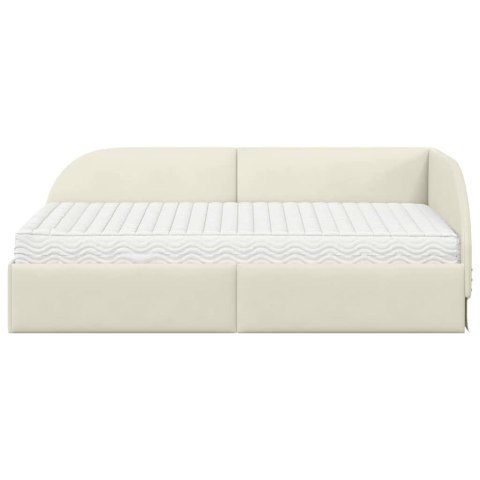 Rama Łóżka Narożnego z Materacem 2 pcs Kremowy Aksamit