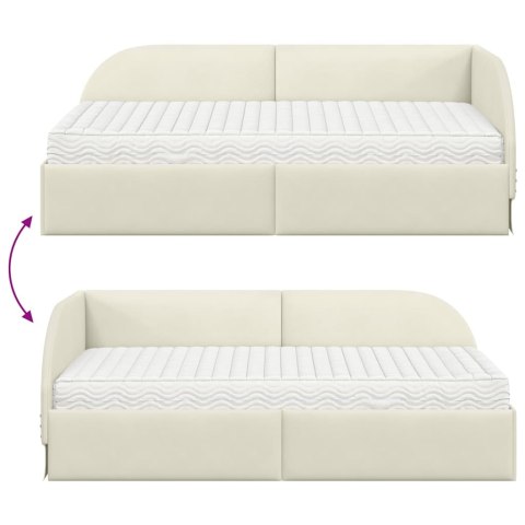 Rama Łóżka Narożnego z Materacem 2 pcs Kremowy Aksamit