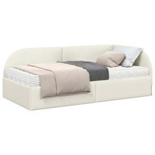 VidaXL Rama Łóżka Narożnego z Materacem 2 pcs Kremowy Aksamit