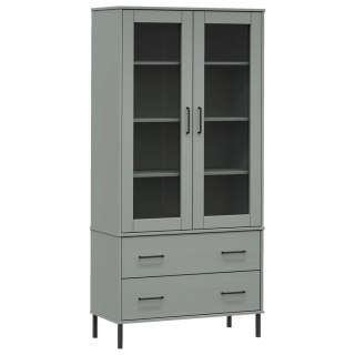 VidaXL Regał OSLO, metalowe nóżki, szary, 85x35x172,5 cm, lite drewno