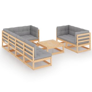 VidaXL 8-cz. zestaw mebli ogrodowych z poduszkami, lite drewno sosnowe