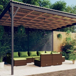 VidaXL 9-cz. zestaw wypoczynkowy do ogrodu, poduszki brązowy rattan PE