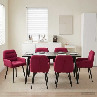 Krzesła jadalne 6 pcs Welur Czerwone wino 59 x 59,5 x 90 cm