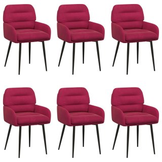 Krzesła jadalne 6 pcs Welur Czerwone wino 59 x 59,5 x 90 cm