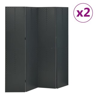 VidaXL Parawany 4-panelowe, 2 szt., antracytowe, 160x180 cm, stalowe