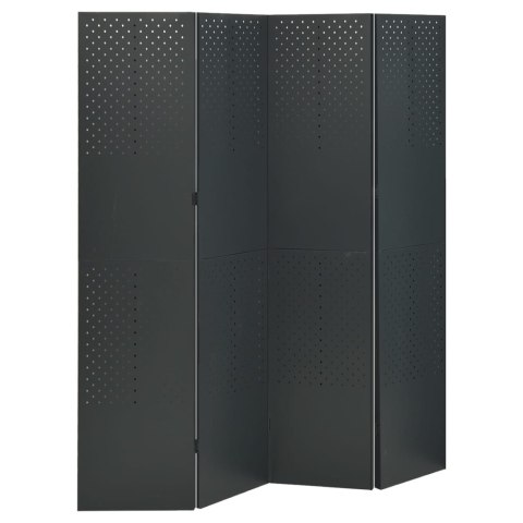 Parawany 4-panelowe, 2 szt., antracytowe, 160x180 cm, stalowe