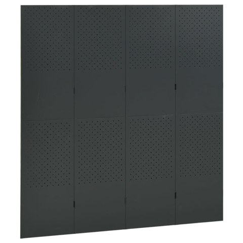 Parawany 4-panelowe, 2 szt., antracytowe, 160x180 cm, stalowe