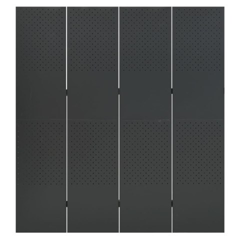Parawany 4-panelowe, 2 szt., antracytowe, 160x180 cm, stalowe