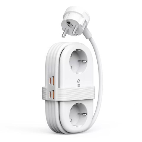 Listwa zasilająca 6w1 AC USB-A USB-C GaN 65W - biała