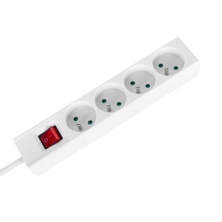 Przedłużacz 4 gniazda 3m typu francuskiego z przełącznikiem (3x1,5mm) Rebel biały