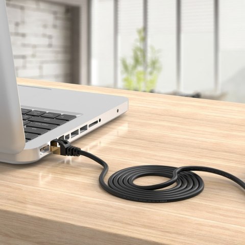 Kabel sieciowy internetowy okrągły LAN CAT7 10Gbps RJ45 20m - czarny