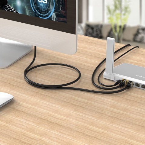 Kabel sieciowy internetowy okrągły LAN CAT7 10Gbps RJ45 20m - czarny