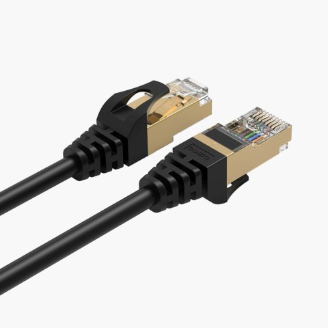 Kabel sieciowy internetowy okrągły LAN CAT7 10Gbps RJ45 30m - czarny