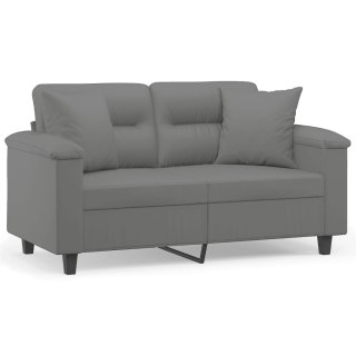 VidaXL 2-osobowa sofa z poduszkami, ciemnoszara, 120 cm, mikrofibra