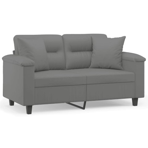 2-osobowa sofa z poduszkami, ciemnoszara, 120 cm, mikrofibra