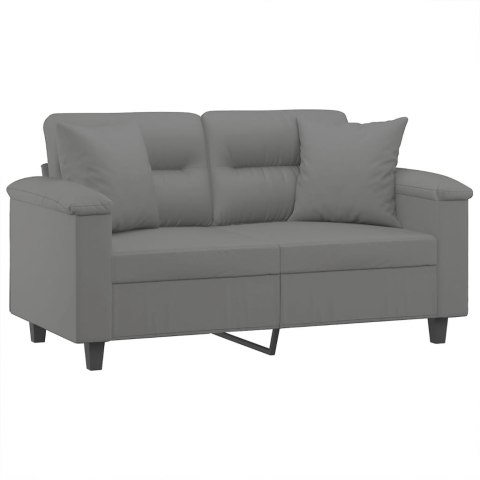 2-osobowa sofa z poduszkami, ciemnoszara, 120 cm, mikrofibra