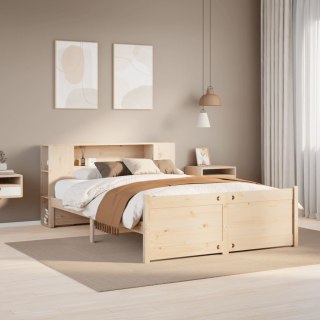 VidaXL Łóżko z regałem, bez materaca, 135x190 cm, lite drewno sosnowe