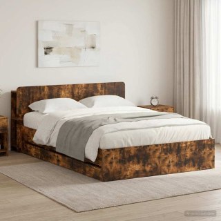 VidaXL Rama łóżka z przechowywaniem Dąb wędzony 135 x 190 cm