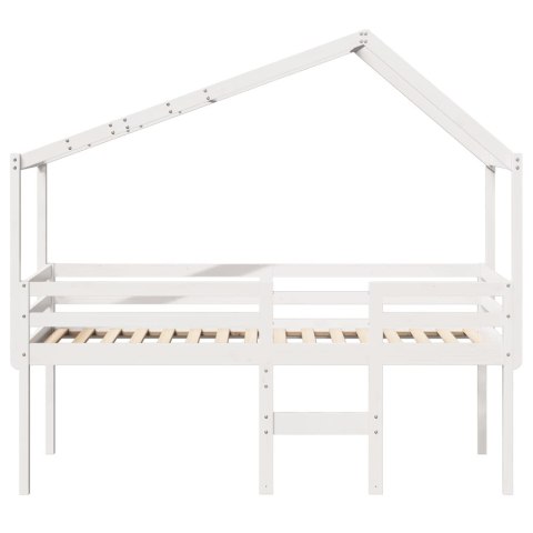 Wysokie łóżko z dachem, białe, 80x200 cm, lite drewno sosnowe