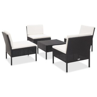 VidaXL 5-częściowa sofa ogrodowa z poduszkami, rattan PE, czarna