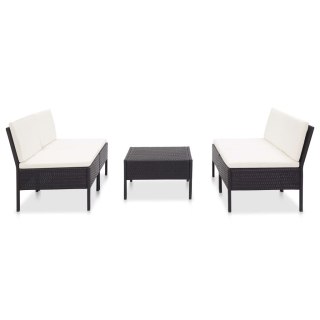 VidaXL 5-częściowa sofa ogrodowa z poduszkami, rattan PE, czarna