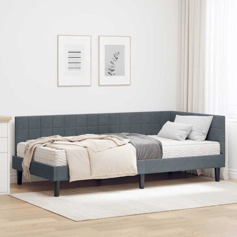 Rama Łóżka Narożnego z Materacem 2 pcs Szary Aksamit