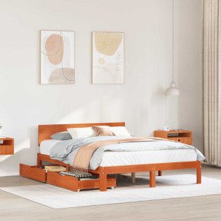 VidaXL Ramka łóżka Z zagłówkiem 3 pcs Woskowy Brąz Lite drewno sosnowe