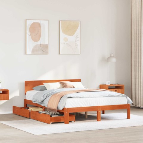 Ramka łóżka Z zagłówkiem 3 pcs Woskowy Brąz Lite drewno sosnowe