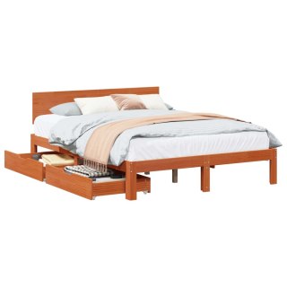 VidaXL Ramka łóżka Z zagłówkiem 3 pcs Woskowy Brąz Lite drewno sosnowe