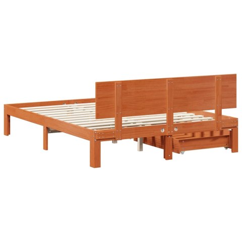 Ramka łóżka Z zagłówkiem 3 pcs Woskowy Brąz Lite drewno sosnowe
