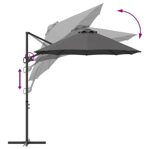 Parasol plażowy Antracyt 372 x 198 x 243 cm