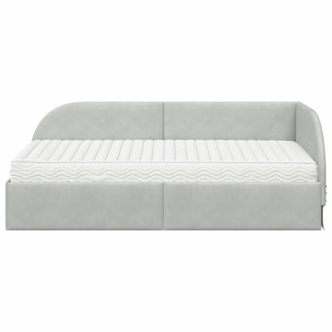 Rama Łóżka Narożnego z Materacem 2 pcs Jasnoszary Aksamit