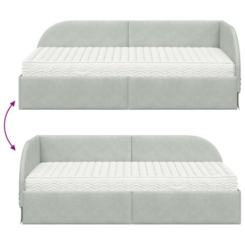 Rama Łóżka Narożnego z Materacem 2 pcs Jasnoszary Aksamit