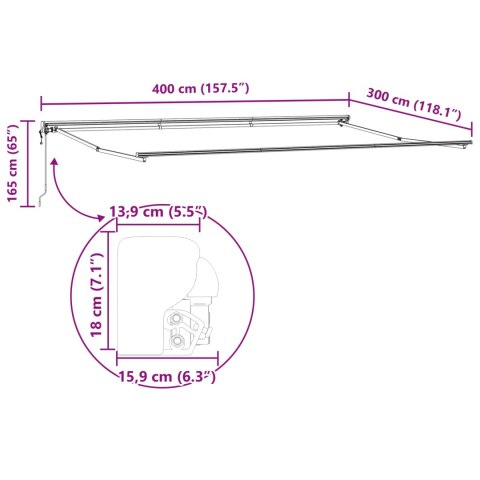 VidaXL Rama markizy Czerwony i Biały 400 × 300 cm
