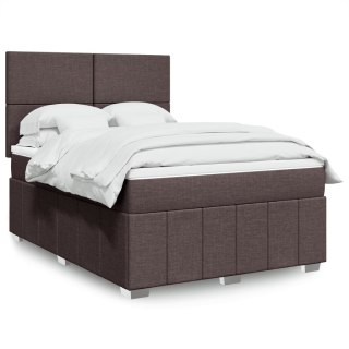 VidaXL Łóżko kontynentalne z materacem, brązowe, tkanina, 160x200 cm