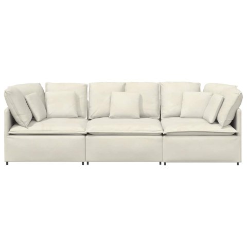 Sofa modułowa z poduszkami aksamitna kremowa