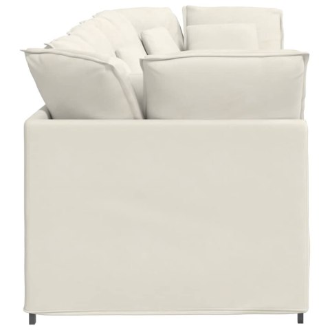 Sofa modułowa z poduszkami aksamitna kremowa