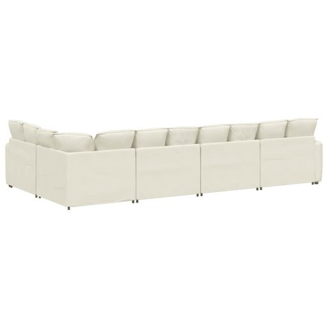 Sofa modułowa z poduszkami aksamitna kremowa