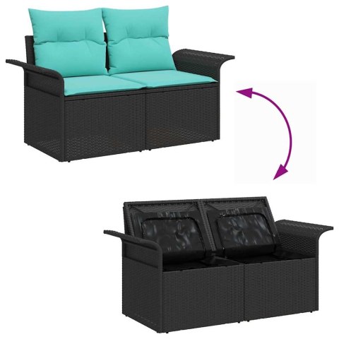 Zestaw Sof na Ogród z poduszką 10 pcs Czarny Rattan poli