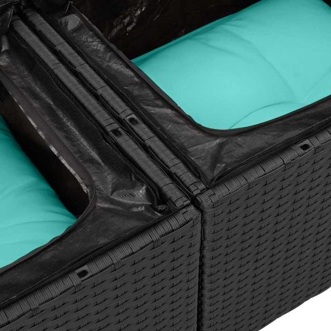 Zestaw Sof na Ogród z poduszką 11 pcs Czarny Rattan poli
